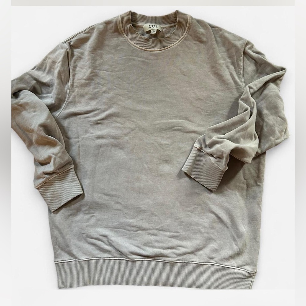 COS Gray Relaxed Washed Cotton Sweatshirt